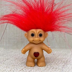 Red Valentine Heart Troll Doll, Red Heart Troll Doll, Red Baby Troll Doll, Red Troll, Love Troll Doll, OOAK Troll Doll
