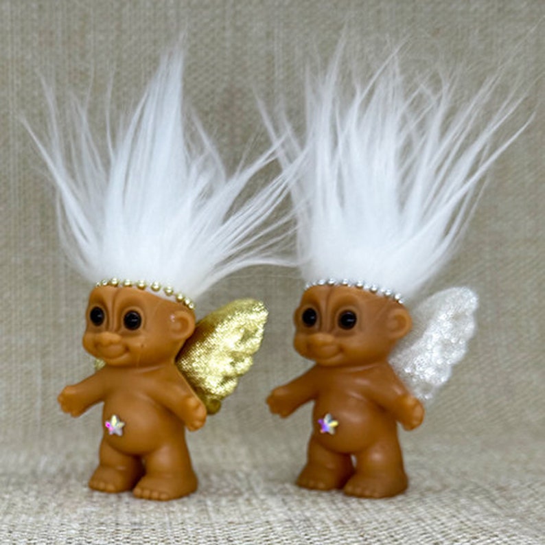 OOAK Angel Troll Doll: Gold or Silver Wings, Swarovski Crystals - Etsy