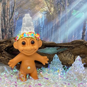 Selenite Crystal Troll Doll, Enchanted Fairy Doll, Fairy Troll, Russ Troll Doll, Painted Dolls, Selenite Crystal, OOAK Troll Doll