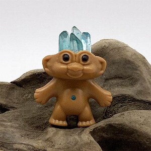 Crystal Troll Dolls, Mini Trolls, Crystal Dolls, Crystal Trolls, Spirit Dolls, Aqua Aura Crystal, Crystals, Trolls, OOAK Troll Doll