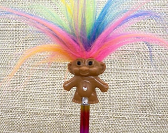 Troll Doll Pencil Topper, Rainbow Troll Pencil, Troll Pencil, Troll Art, Troll Doll, Pencil, Rainbow Troll
