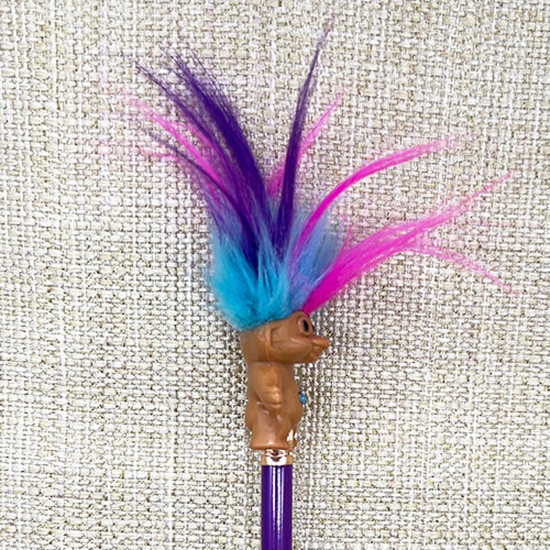 Troll Doll Pencil Topper, Purple Blue Pink Troll Pencil, Troll Pencil, Troll Art, Troll Doll, Pencil, Blue Purple Rainbow Troll image 3