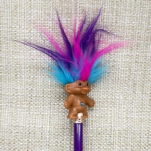 Troll Doll Pencil Topper, Purple Blue Pink Troll Pencil, Troll Pencil, Troll Art, Troll Doll, Pencil, Blue Purple Rainbow Troll image 2