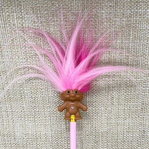 Breast Cancer Awareness Troll Doll, Troll Doll Pencil Topper, Pink Troll Pencil, Troll Pencil, Troll Art, Troll Doll, Pencil, Pink Troll image 1