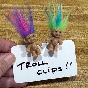 Mini Troll Doll Spring Clips: Rainbow Hair Accessories (Set of 2)