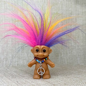 Hippy Troll Doll, Rainbow Troll Doll, Troll Art, Troll Doll, Hippy Doll