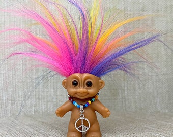 Hippy Troll Doll, Rainbow Troll Doll, Troll Art, Troll Doll, Hippy Doll