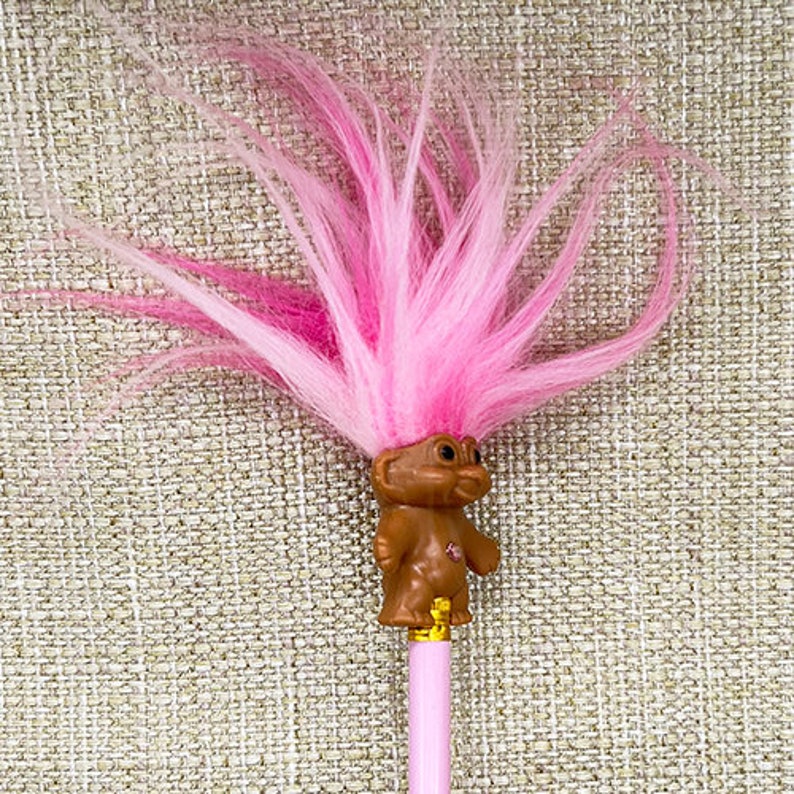 Breast Cancer Awareness Troll Doll, Troll Doll Pencil Topper, Pink Troll Pencil, Troll Pencil, Troll Art, Troll Doll, Pencil, Pink Troll image 2