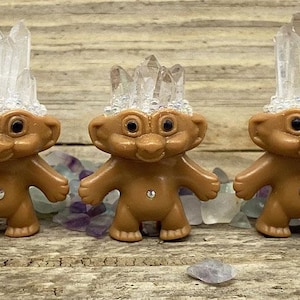 Quartz Crystal Troll Dolls, Mini Trolls, Crystal Dolls, Crystal Trolls, Spirit Dolls, Quartz Crystal, Crystals, Trolls, OOAK Troll Doll