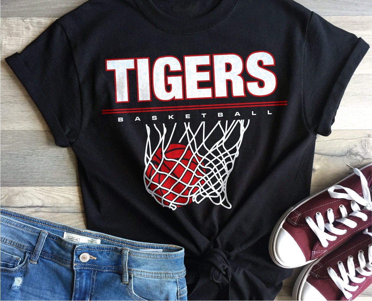 Tigers Basketball basketball tiger paw love basketball | Etsy