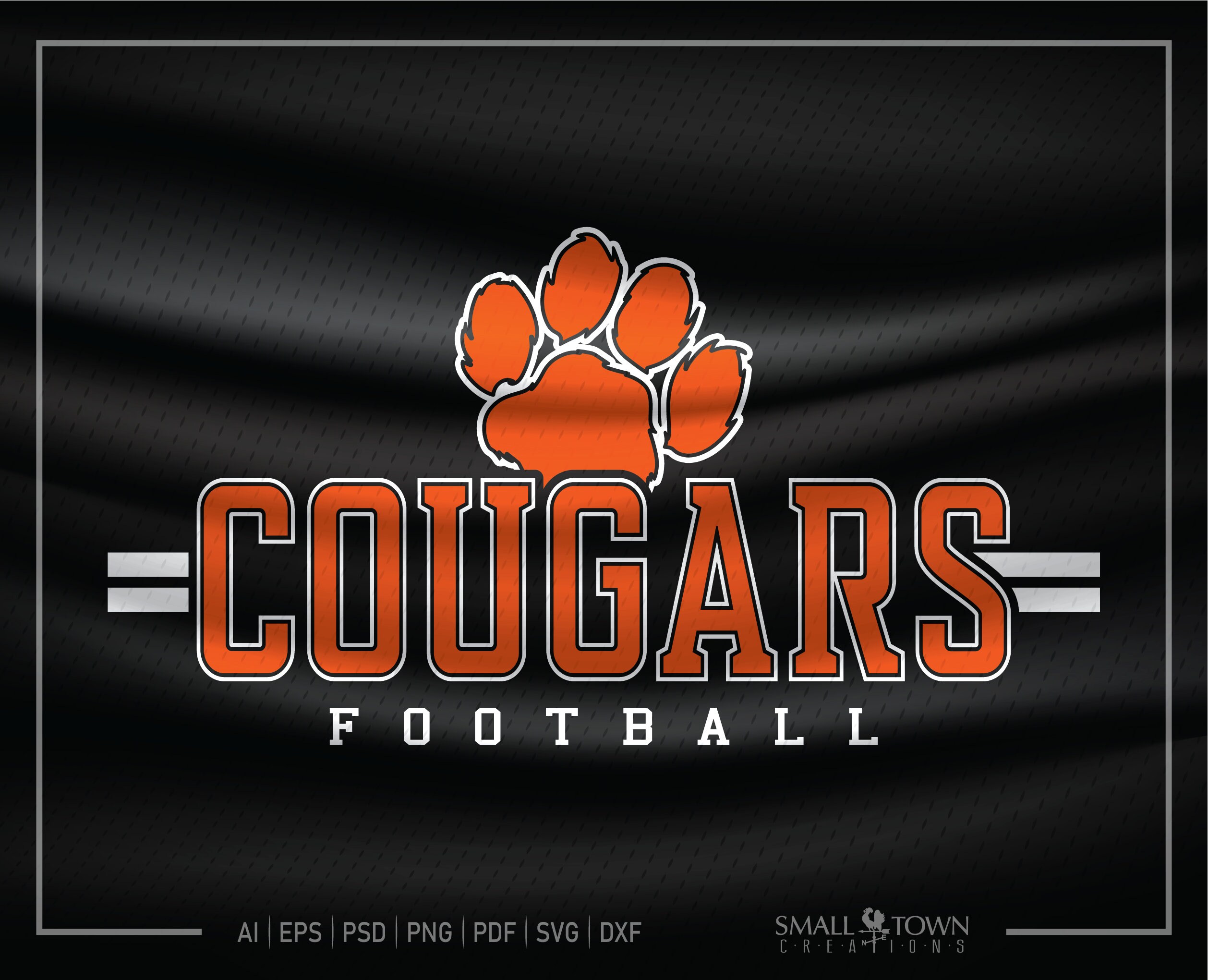 Cougars Football Cougars Mascot logo Cougars Paw Print Etsy