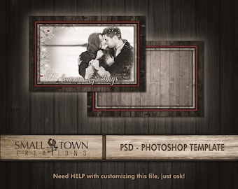 Rustic Christmas 5x7" PSD Card template - Marketing - Advertising - Photography