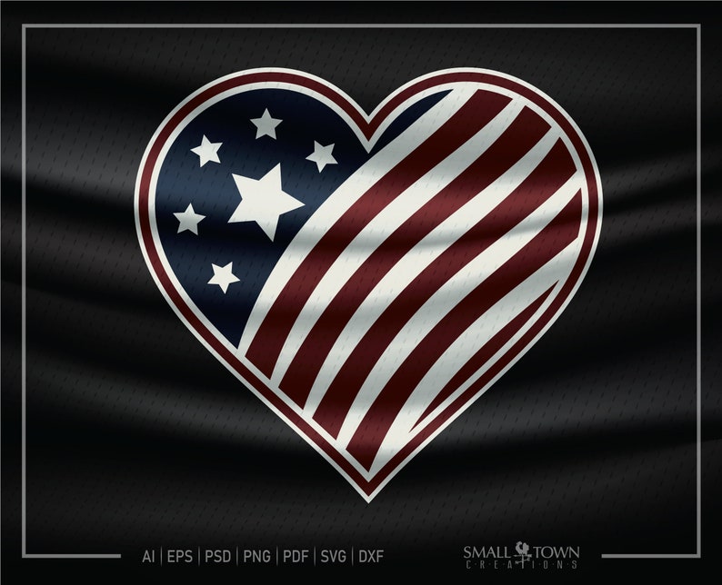 American Flag heart SVG