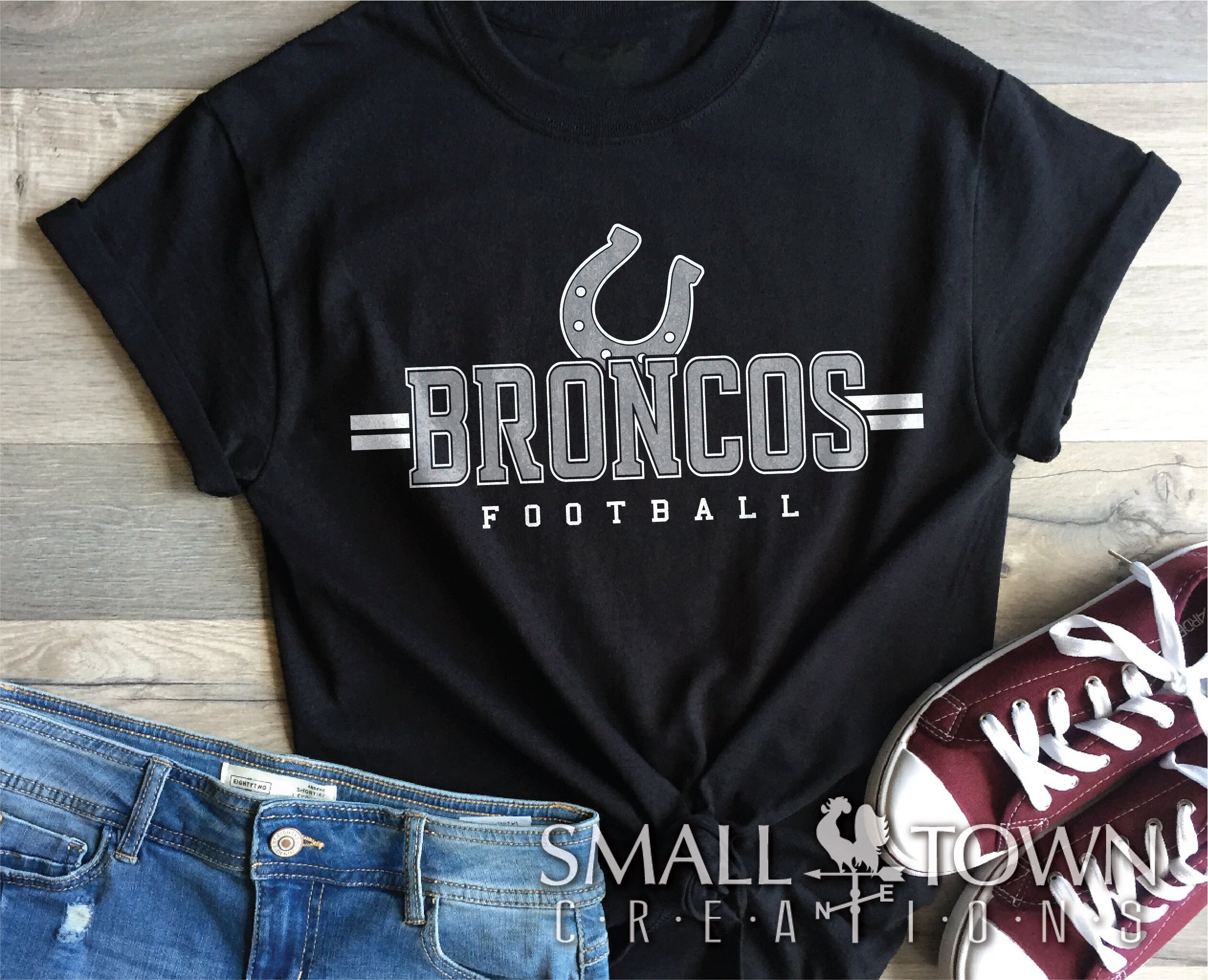 Broncos Football Broncos Mascot logo Horseshoe Football Etsy