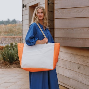 Recycled Sailcloth Beach Bag Mix Orange Canvas