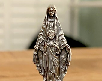 Madonna and The Child Jesus Miniature Statue Dashboard Car Statue, Nicho, Shrine Made In Italy | Italian Rosary Parts