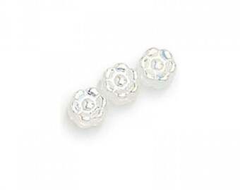 Italian Rosary Parts Czech Glass Beads 6mm Crystal AB Flowers 1 Ounce Approx 90 Beads