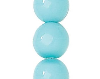 6mm Turquoise Opaque Round Smooth Druk Czech Beads 60 Pieces | Italian Rosary Parts