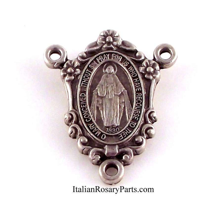 Bulk Pack of 5 - Miraculous Medal Rosary Centerpiece 1 Center - Silver  Oxidized Medal Rosary Center Pieces for Rosary Making Supplies, Made in  Italy