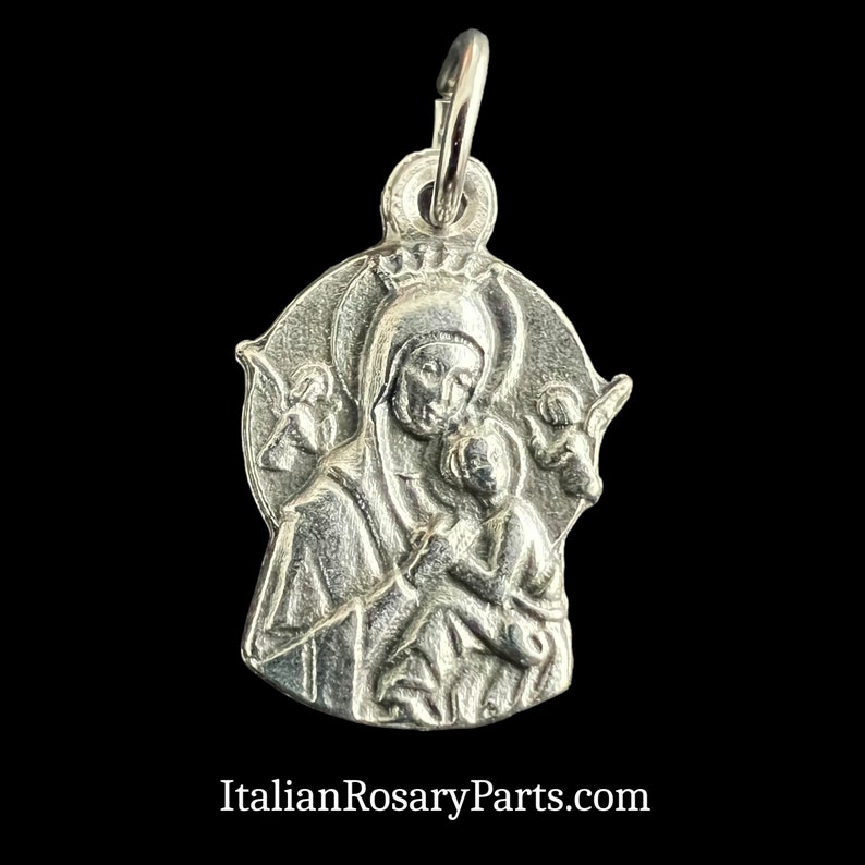 Our Lady of Perpetual Help Bracelet Charm Medal Italian Rosary Parts image 1