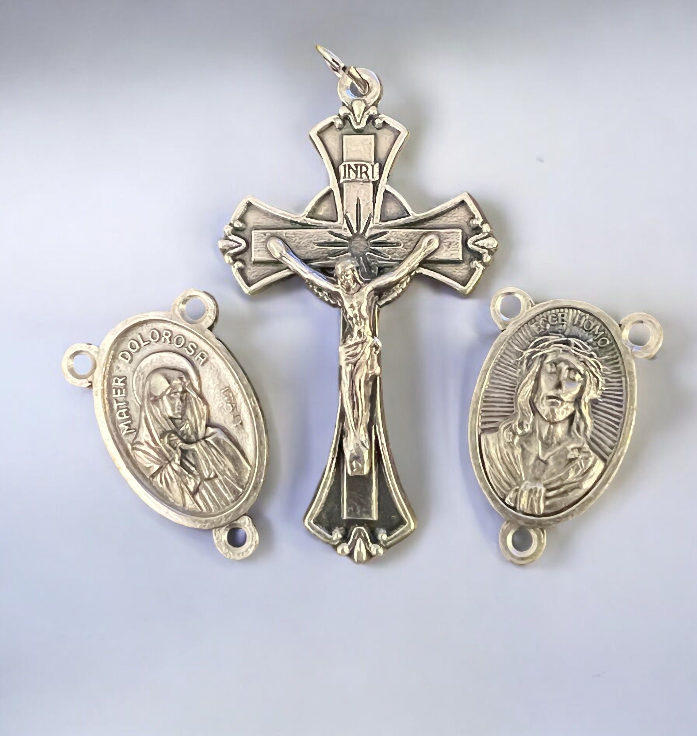 Catholic Rosary Parts Set: Holy Face, Virgin Mary, Italian