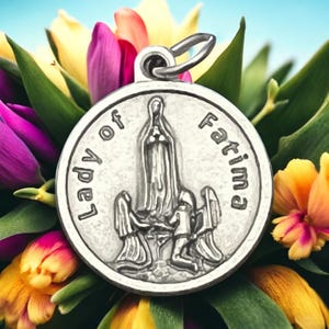 Virgin Mary of Fatima Religious Medal With Prayer | Italian Rosary Parts