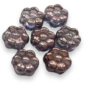 Czech Glass Beads 8mm Lumi Amethyst Purple Daisy Flowers 60 Beads | Italian Rosary Parts