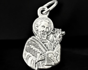 Collier Pendentif Médaille Saint Luc Argent Sterling 925 - Gravable 20x15 Mm, Bijou Femme Élégant
