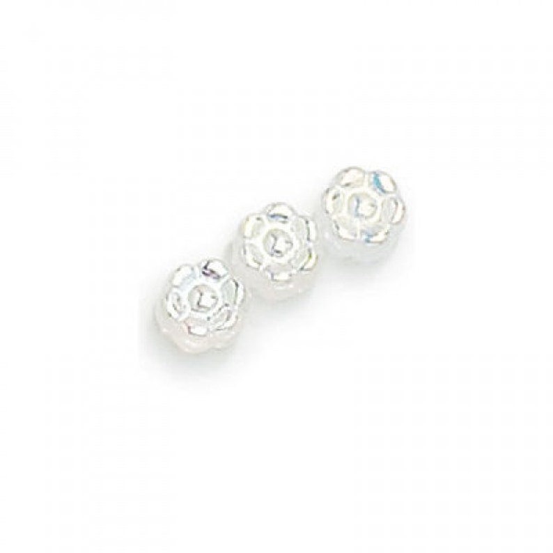 Italian Rosary Parts Czech Glass Beads 6mm Crystal AB Flowers 1 Ounce Approx 90 Beads