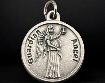 Guardian Angel Medal: Catholic Rosary Pendant, Made in Italy