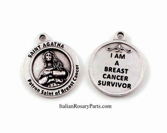 Saint Agatha Medal Patron Saint of Breast Cancer Patients and Survivors | Italian Rosary Parts