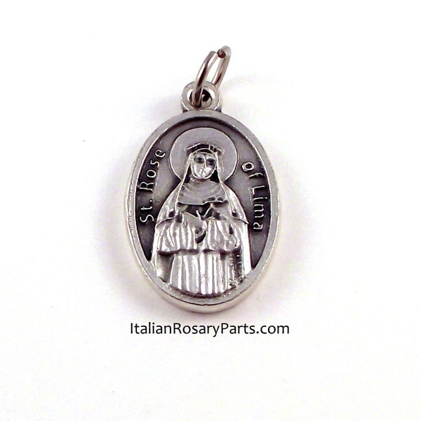 St Rose of Lima Italian Medal Patron of Embroiderers, Gardeners, Florists and Latin America | Italian Rosary Parts