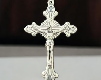 Starburst Rosary Crucifix: Silver Italian Rosary Parts