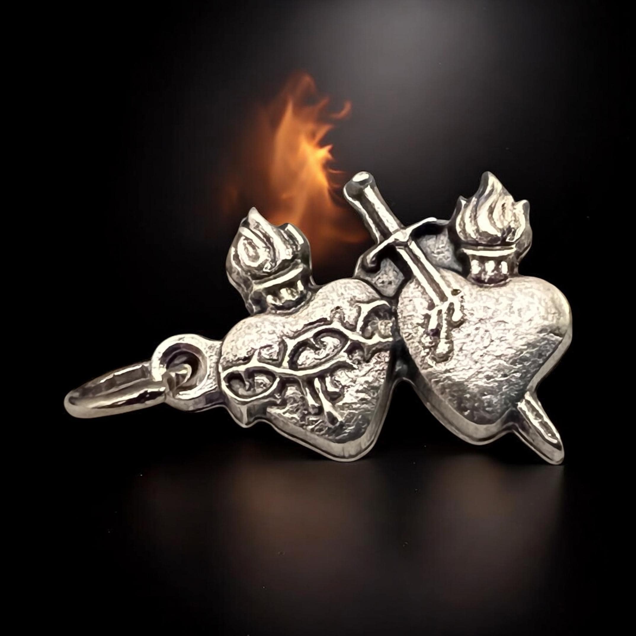 Sacred Heart of Jesus Immaculate Heart of Mary Bracelet Medal Charm | Italian Rosary Parts