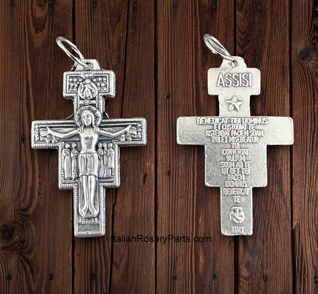 San Damiano Italian Rosary Crucifix With Latin Prayer on Back, Two Sizes to  Choose From Italian Rosary Parts - Etsy