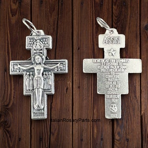 San Damiano Italian Rosary Crucifix with Latin Prayer on Back, Two Sizes To Choose From Italian Rosary Parts image 1