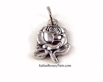 Rose Miraculous Medal Bracelet Charm | Italian Rosary Parts