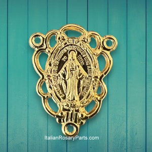 Catholic Miraculous Medal Rosary Centerpiece | Italian Rosary Parts