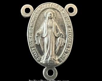 Medium Oval Miraculous Medal Rosary Center| Italian Rosary Parts