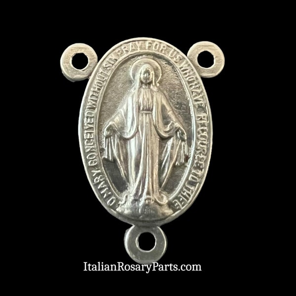 Medium Oval Miraculous Medal Rosary Center| Italian Rosary Parts