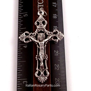 Open Fleur-de-Lis Rosary Crucifix Medal Pendant Italian Rosary Parts image 3