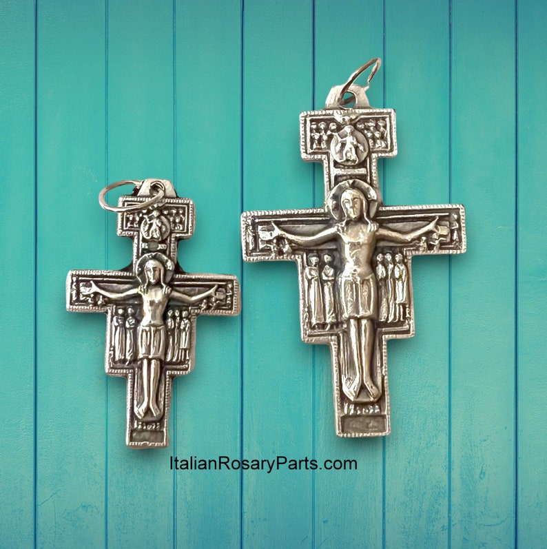 San Damiano Italian Rosary Crucifix with Latin Prayer on Back, Two Sizes To Choose From Italian Rosary Parts image 6