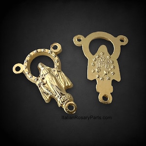 Our Lady of Grace Virgin Mary Dainty Gold Rosary Centerpiece | Italian Rosary Parts