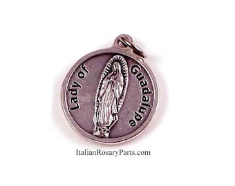 Virgin of Guadalupe Religious Medal With Prayer On Back | Italian Rosary Parts