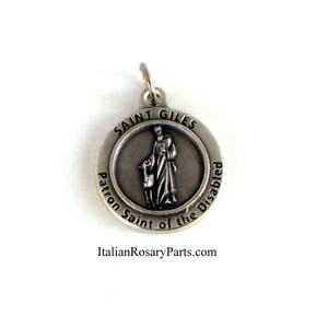 Saint Giles With Deer Catholic Medal | Patron Saint of The Disabled | Holy Helper Medal | Italian Rosary Parts