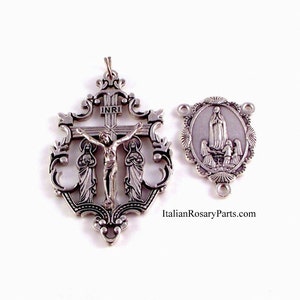 Virgin of Fatima Rosary Crucifix and Medal Set | Italian Rosary Parts