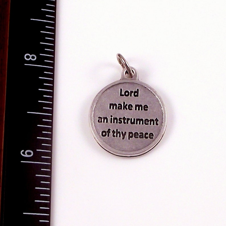 St Francis of Assisi Religious Medal Lord Make Me An Instrument of Thy Peace Italian Rosary Parts image 2