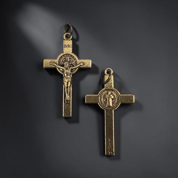 Saint Benedict Bronze Rosary Crucifix 1-1/2 Inch | Italian Rosary Parts