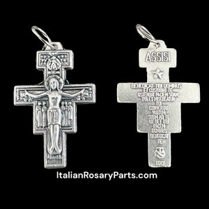 San Damiano Italian Rosary Crucifix with Latin Prayer on Back, Two Sizes To Choose From Italian Rosary Parts image 5