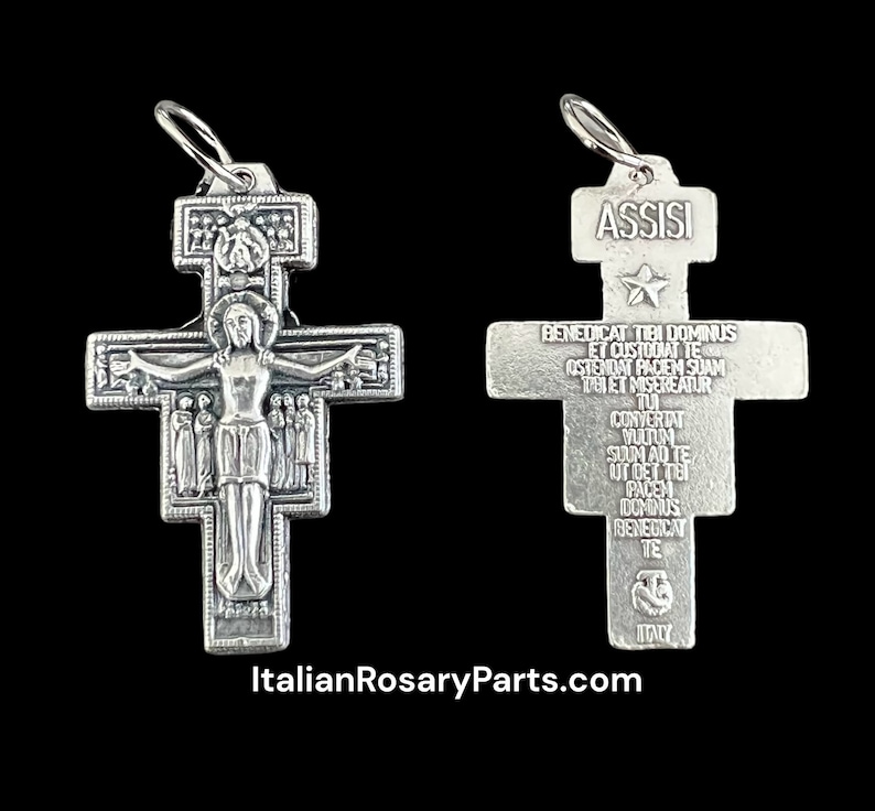 San Damiano Italian Rosary Crucifix with Latin Prayer on Back, Two Sizes To Choose From Italian Rosary Parts image 5